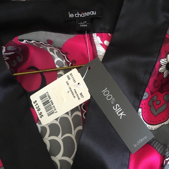 NWT 100% Silk Pink and Black High Waist Dress - Picture 5 of 13